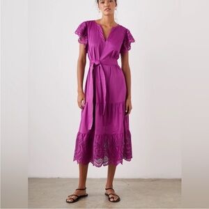 Rails Gia lace detail midi dress in Berry